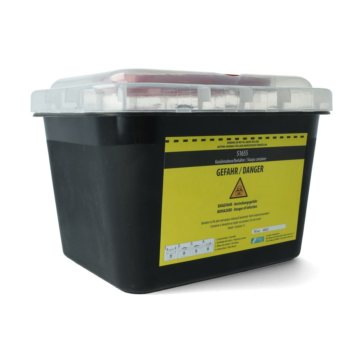 Needle discard container - Black Contents: 5 l